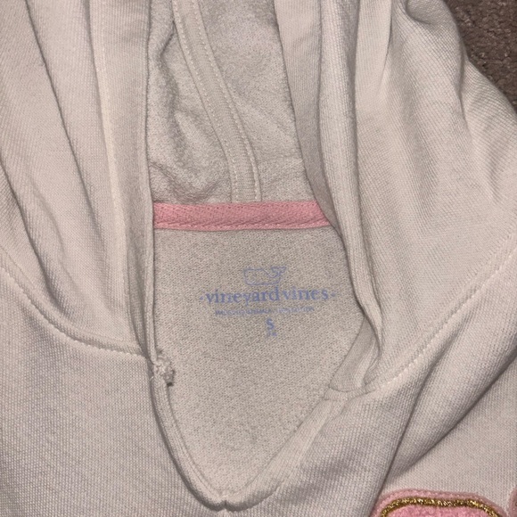 NWOT Girls Vineyard Vines Kids Cream Hoodie with Pink Whale Patch. Size Small - Picture 8 of 14